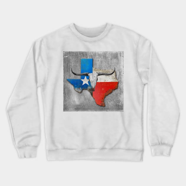 Longhorn Texas Map Crewneck Sweatshirt by Dual Rogue